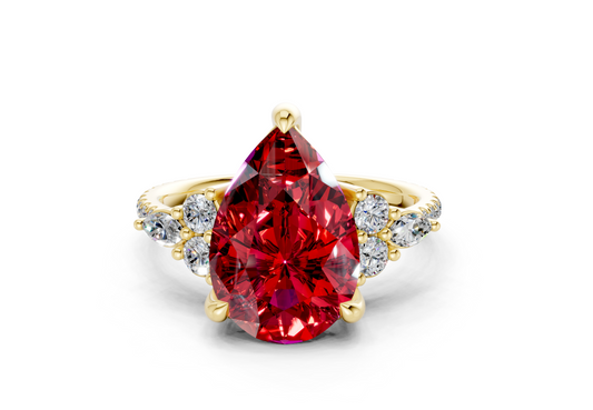 Zephyrine Ruby Gemstone Accent Pear Cut 1.9mm Engagement Ring