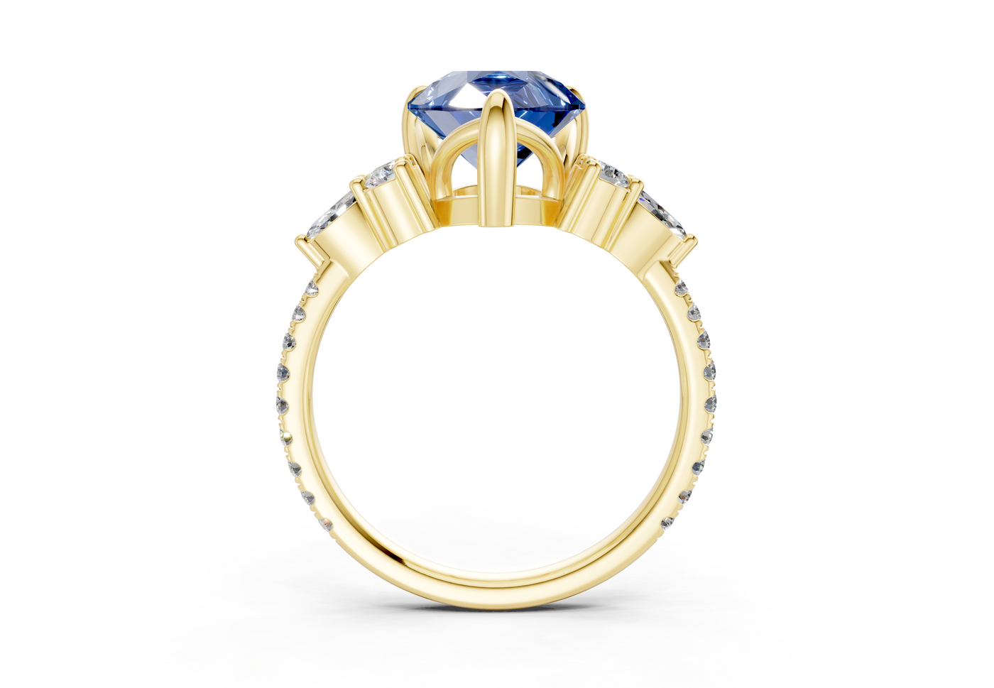 Zephyrine Sapphire Gemstone Accent Pear Cut 1.9mm Engagement Ring