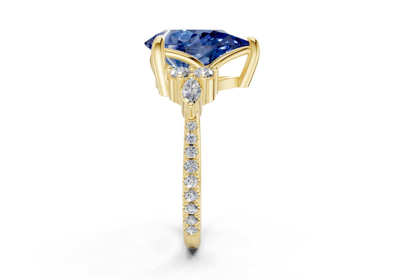 Zephyrine Sapphire Gemstone Accent Pear Cut 1.9mm Engagement Ring
