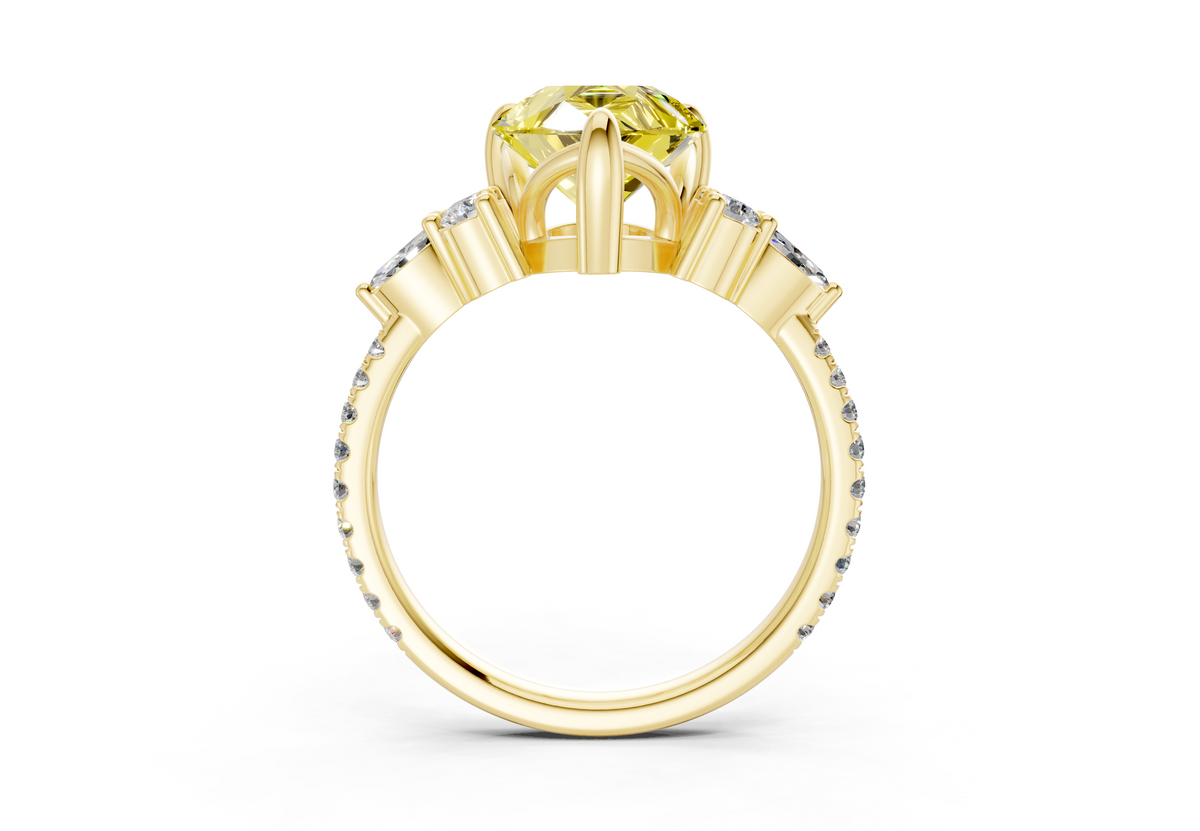 Zephyrine Yellow Diamond Accent Pear Cut 1.9mm Engagement Ring