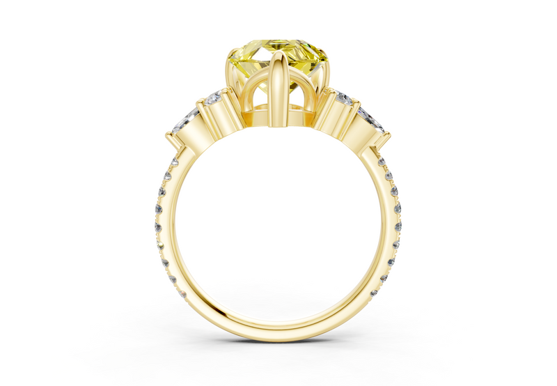 Zephyrine Yellow Diamond Accent Pear Cut 1.9mm Engagement Ring