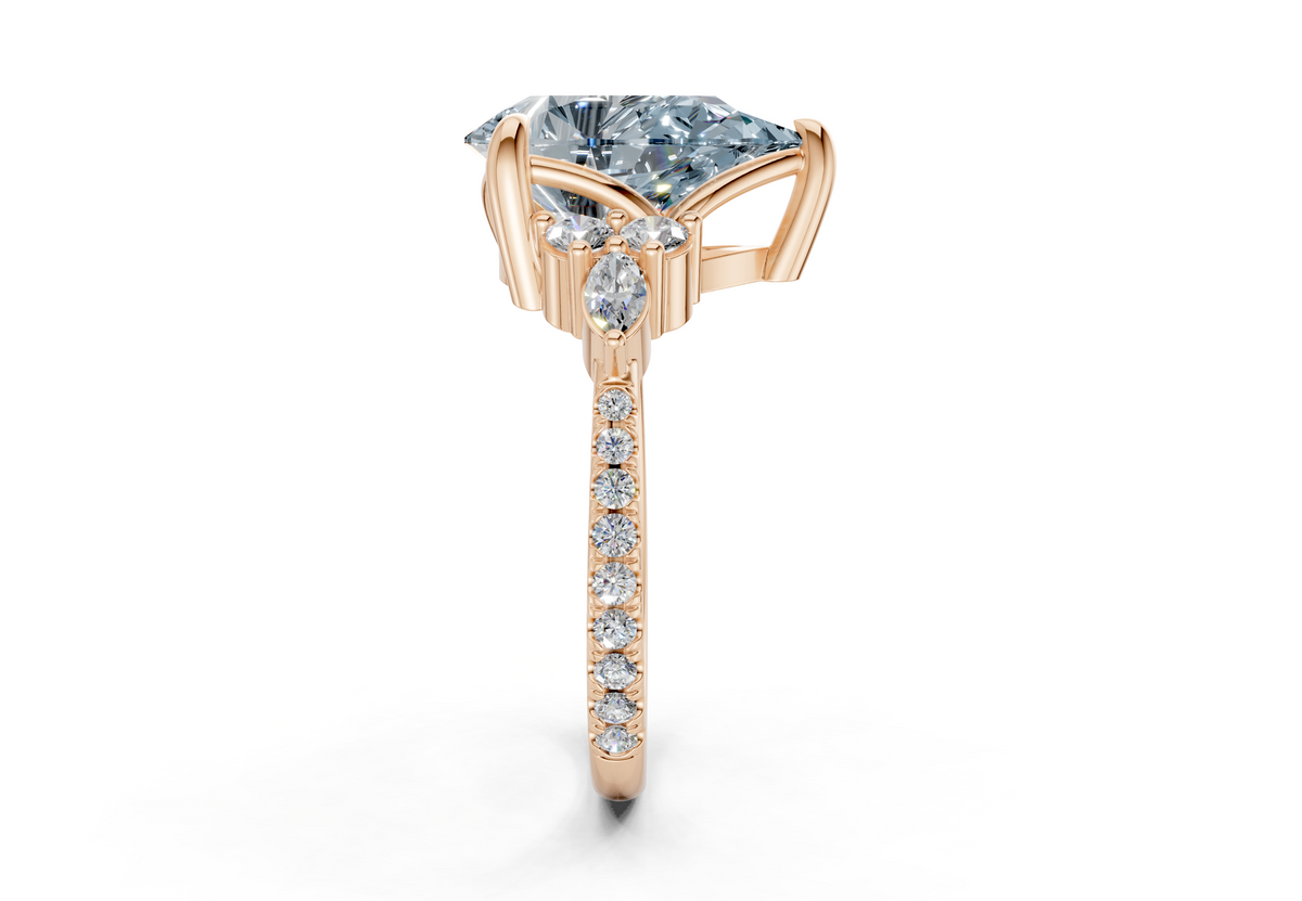 Zephyrine Blue Diamond Accent Pear Cut 1.9mm Engagement Ring