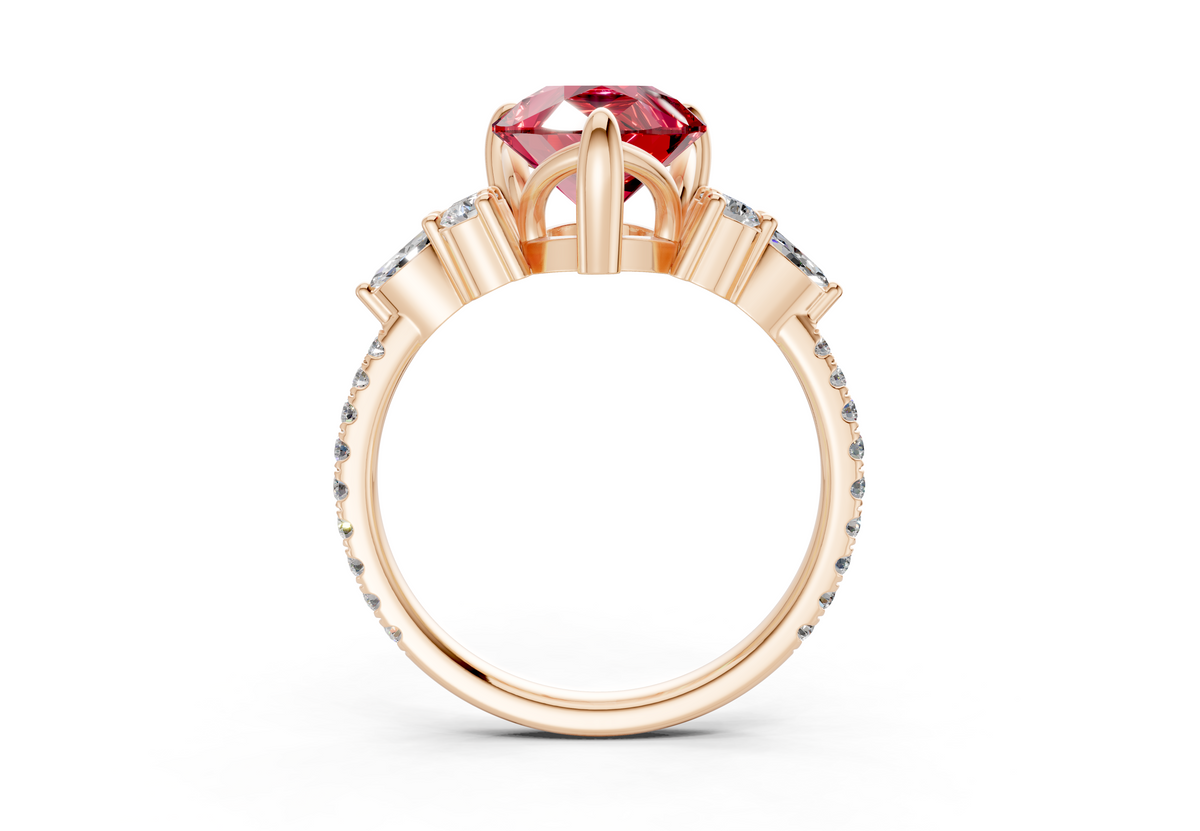 Zephyrine Ruby Gemstone Accent Pear Cut 1.9mm Engagement Ring