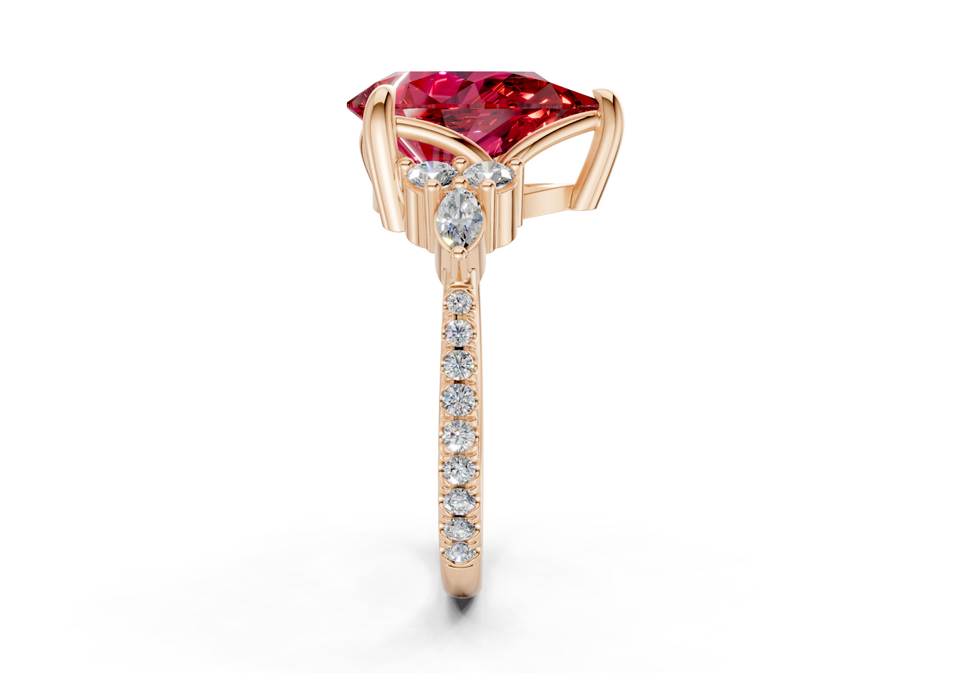Zephyrine Ruby Gemstone Accent Pear Cut 1.9mm Engagement Ring