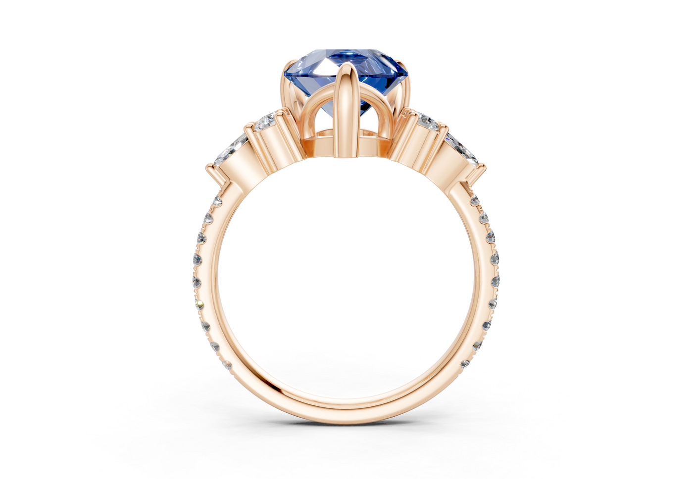 Zephyrine Sapphire Gemstone Accent Pear Cut 1.9mm Engagement Ring