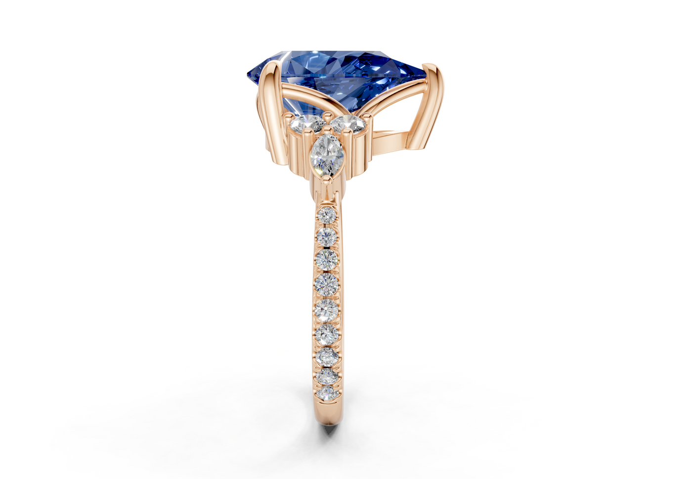 Zephyrine Sapphire Gemstone Accent Pear Cut 1.9mm Engagement Ring