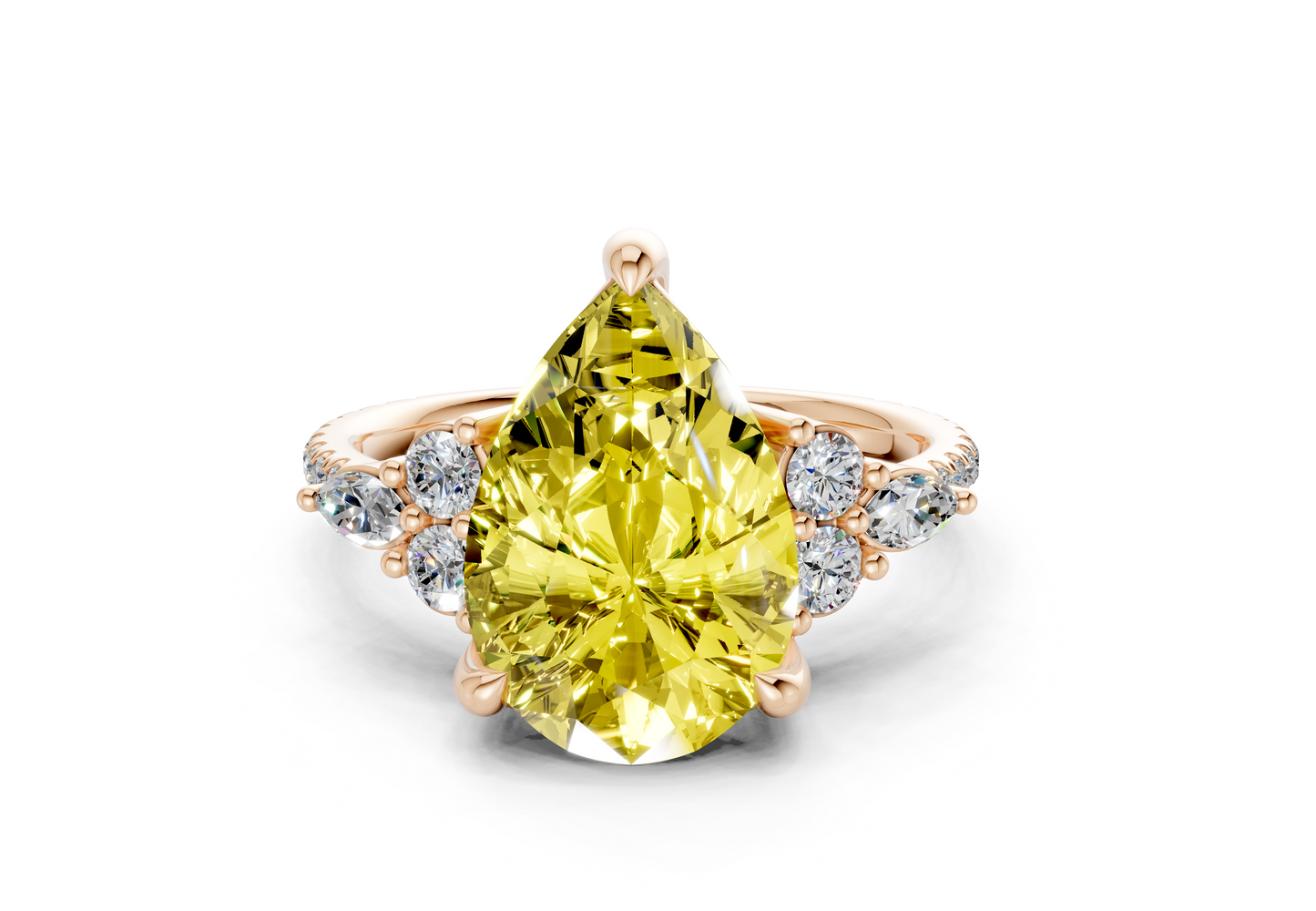 Zephyrine Yellow Diamond Accent Pear Cut 1.9mm Engagement Ring