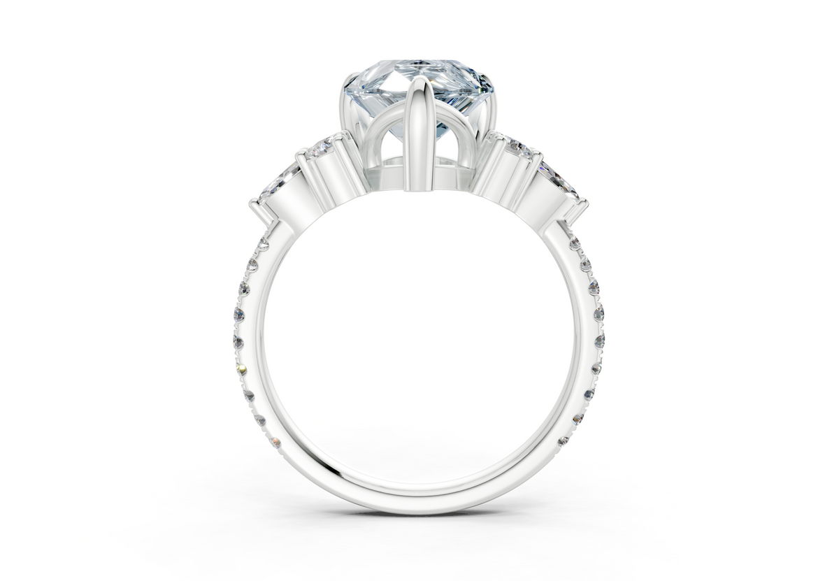 Zephyrine Blue Diamond Accent Pear Cut 1.9mm Engagement Ring