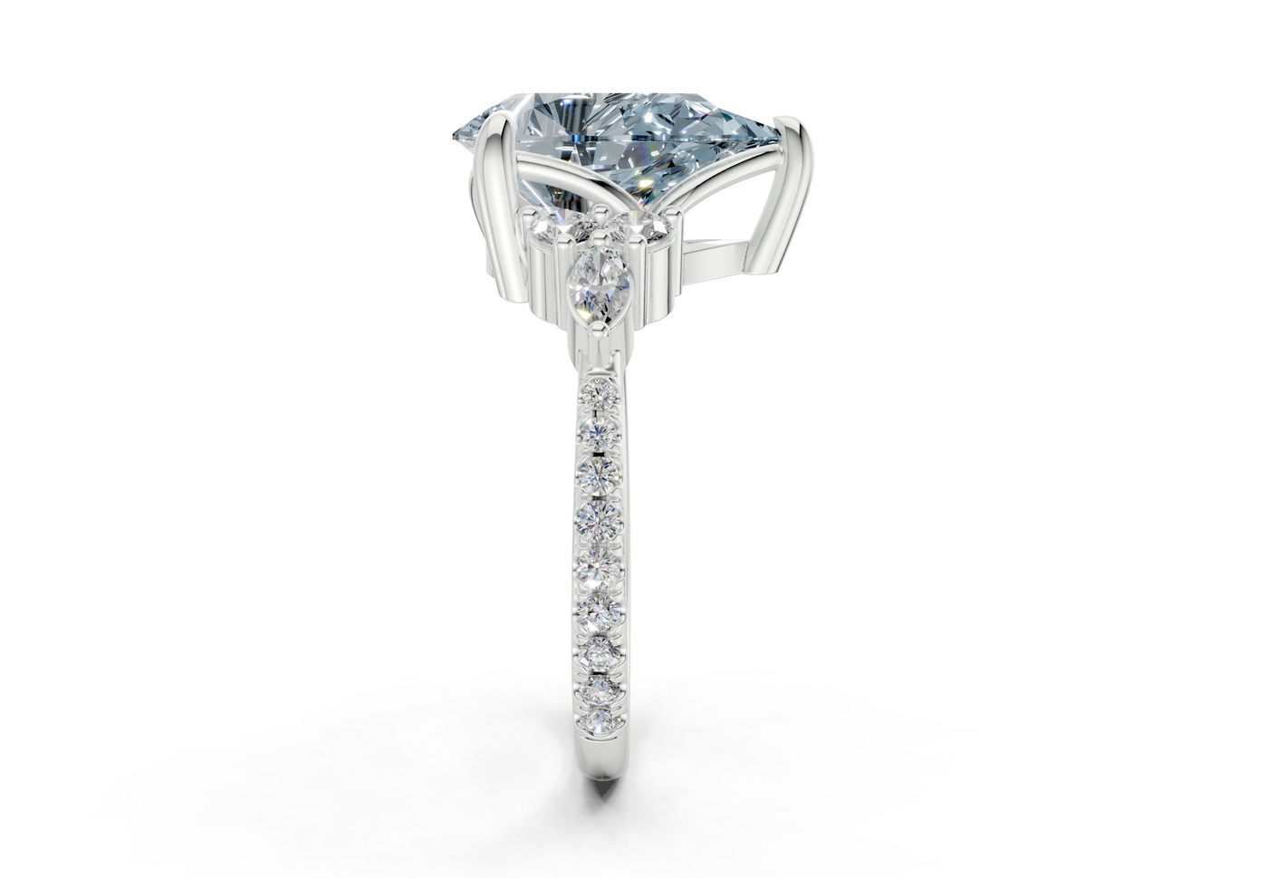 Zephyrine Blue Diamond Accent Pear Cut 1.9mm Engagement Ring