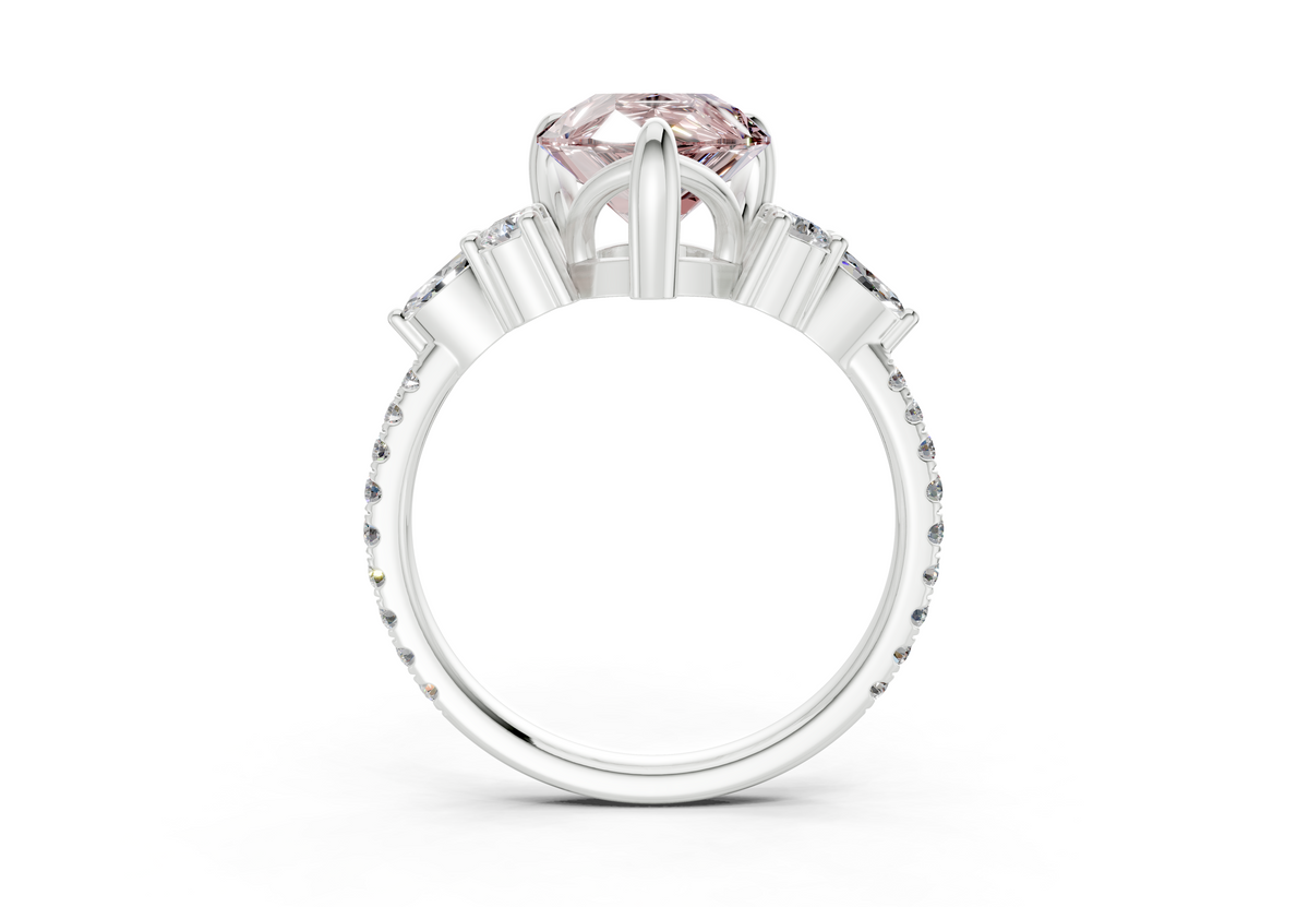 Zephyrine Pink Diamond Accent Pear Cut 1.9mm Engagement Ring