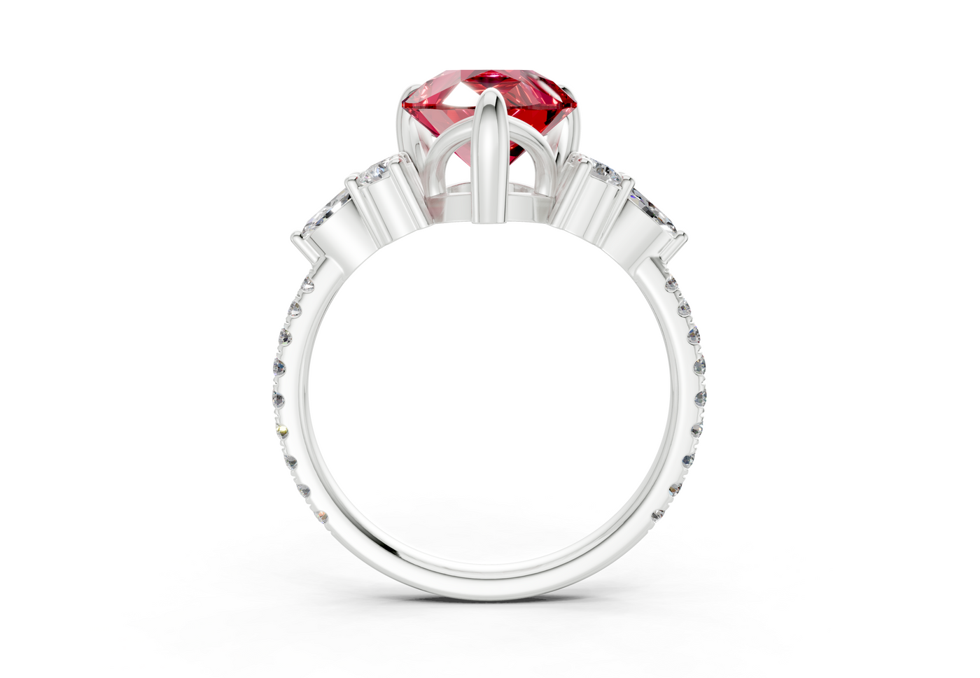 Zephyrine Ruby Gemstone Accent Pear Cut 1.9mm Engagement Ring