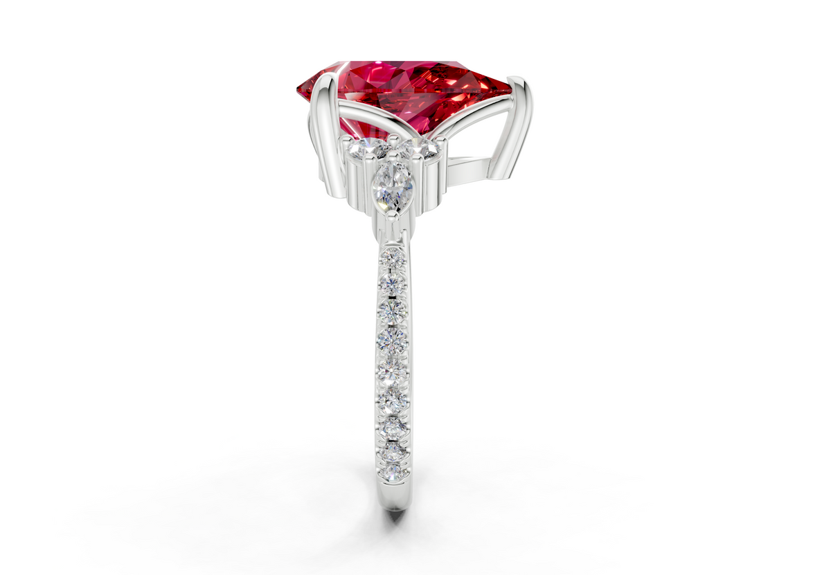 Zephyrine Ruby Gemstone Accent Pear Cut 1.9mm Engagement Ring