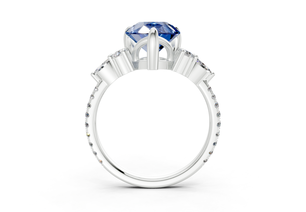 Zephyrine Sapphire Gemstone Accent Pear Cut 1.9mm Engagement Ring