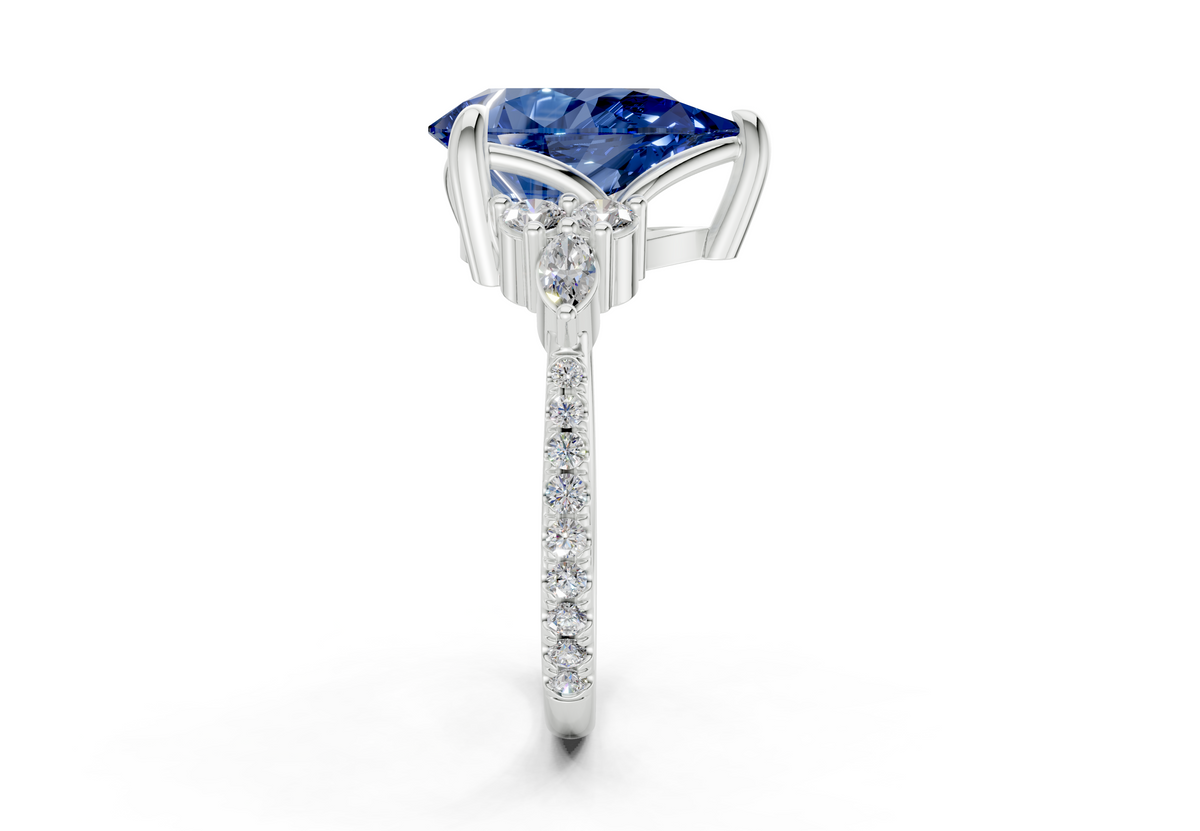 Zephyrine Sapphire Gemstone Accent Pear Cut 1.9mm Engagement Ring