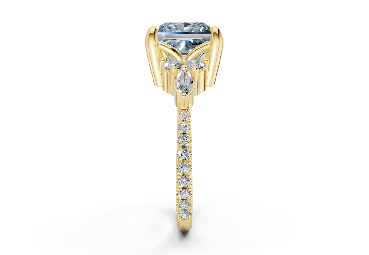 Zephyrine Blue Diamond Accent Princess Cut 1.9mm Engagement Ring