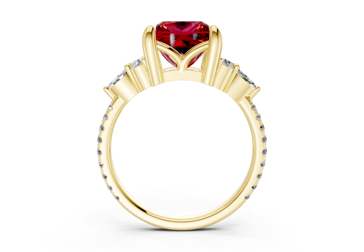 Zephyrine Ruby Gemstone Accent Princess Cut 1.9mm Engagement Ring