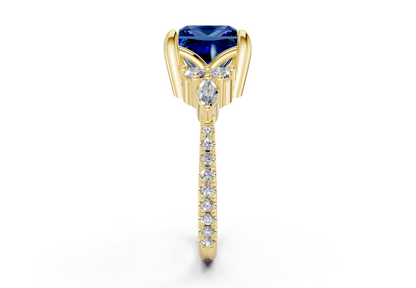 Zephyrine Sapphire Gemstone Accent Princess Cut 1.9mm Engagement Ring
