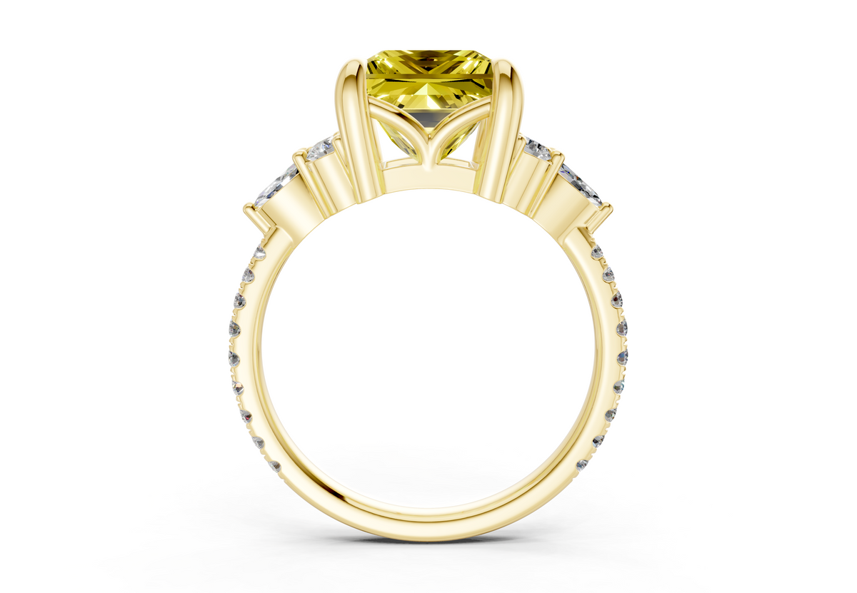 Zephyrine Yellow Diamond Accent Princess Cut 1.9mm Engagement Ring