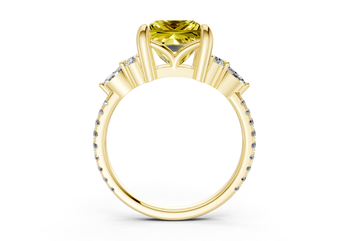 Zephyrine Yellow Diamond Accent Princess Cut 1.9mm Engagement Ring