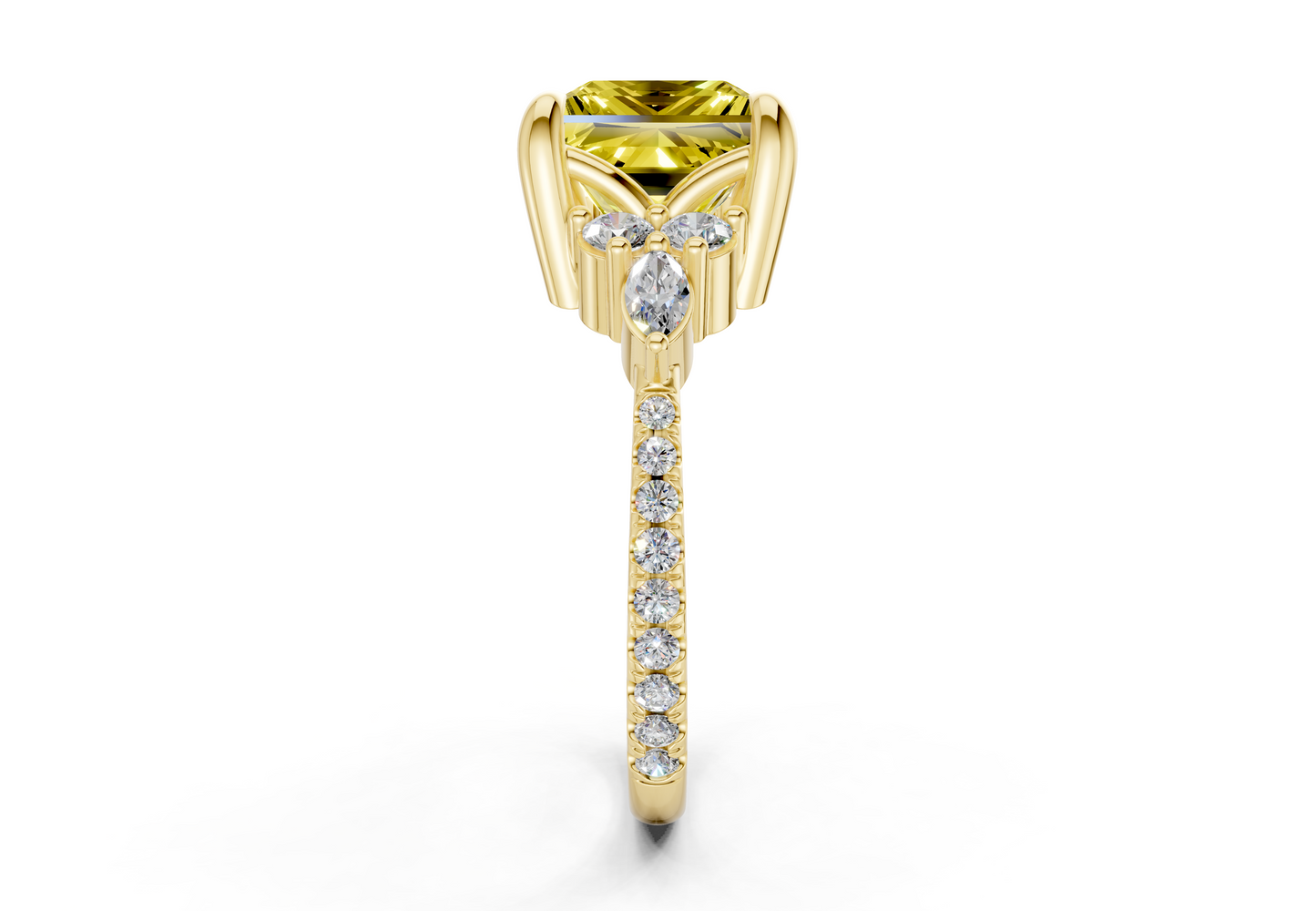 Zephyrine Yellow Diamond Accent Princess Cut 1.9mm Engagement Ring