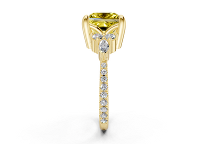 Zephyrine Yellow Diamond Accent Princess Cut 1.9mm Engagement Ring