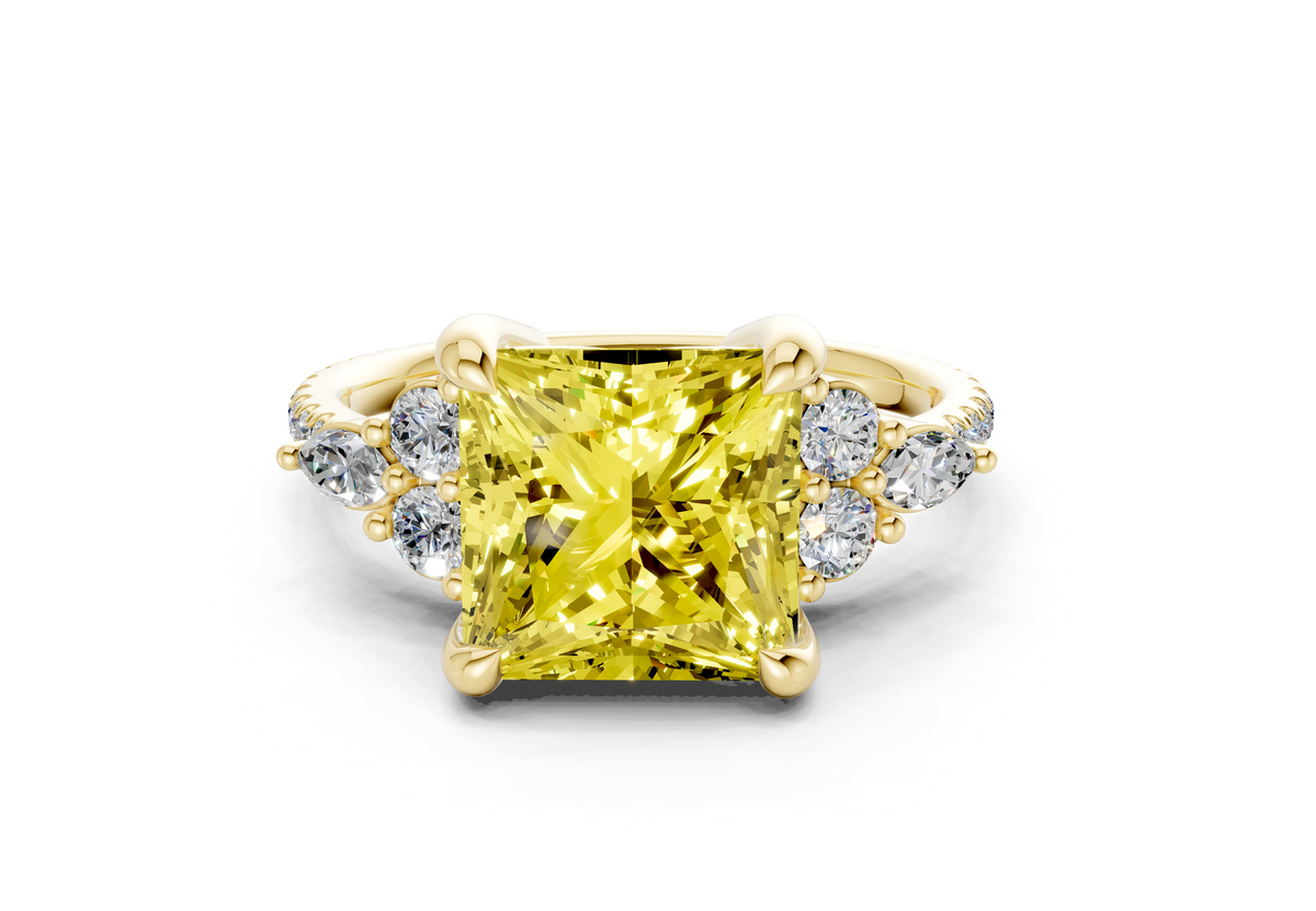 Zephyrine Yellow Diamond Accent Princess Cut 1.9mm Engagement Ring