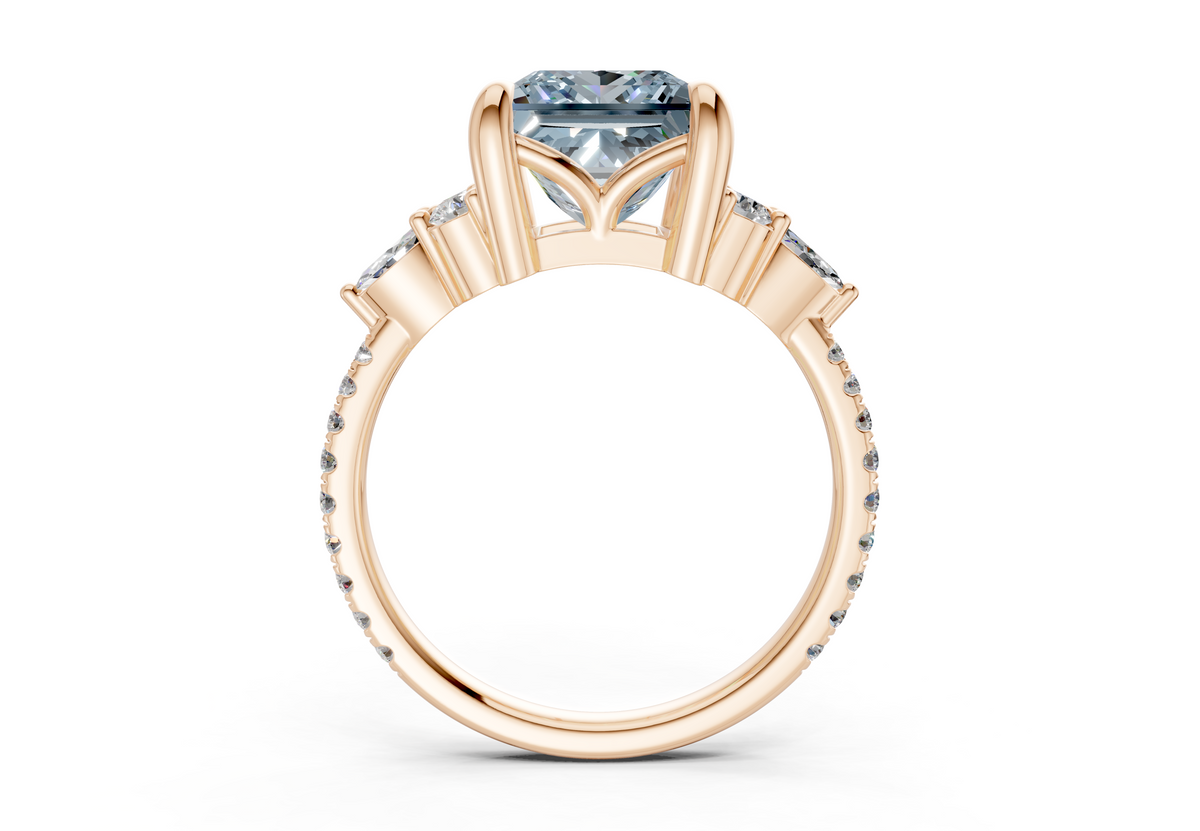 Zephyrine Blue Diamond Accent Princess Cut 1.9mm Engagement Ring