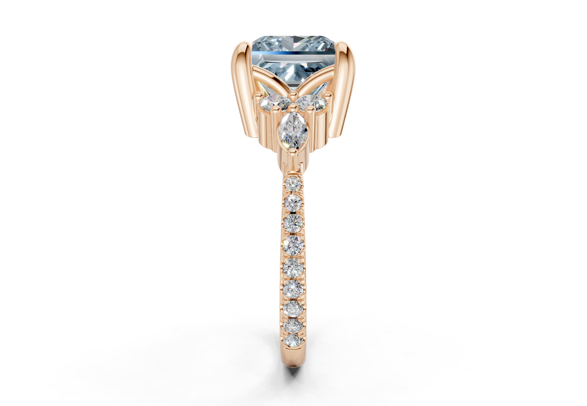 Zephyrine Blue Diamond Accent Princess Cut 1.9mm Engagement Ring