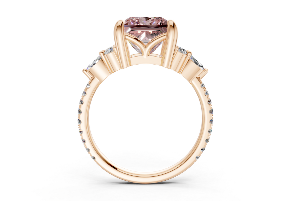 Zephyrine Pink Diamond Accent Princess Cut 1.9mm Engagement Ring