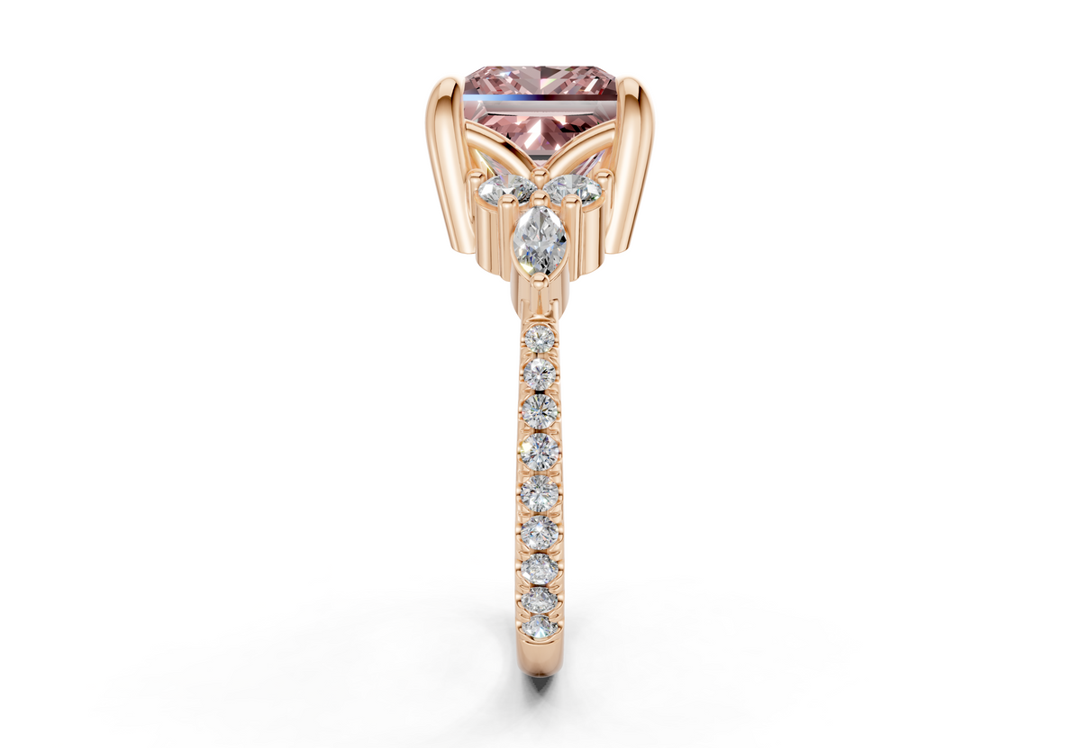 Zephyrine Pink Diamond Accent Princess Cut 1.9mm Engagement Ring