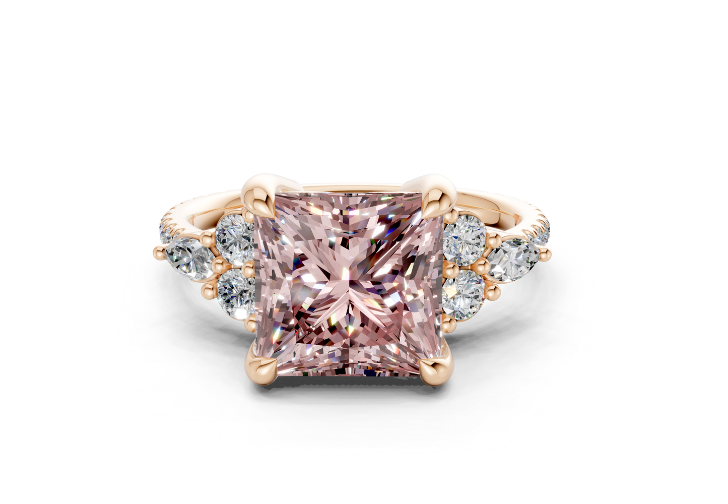 Zephyrine Pink Diamond Accent Princess Cut 1.9mm Engagement Ring