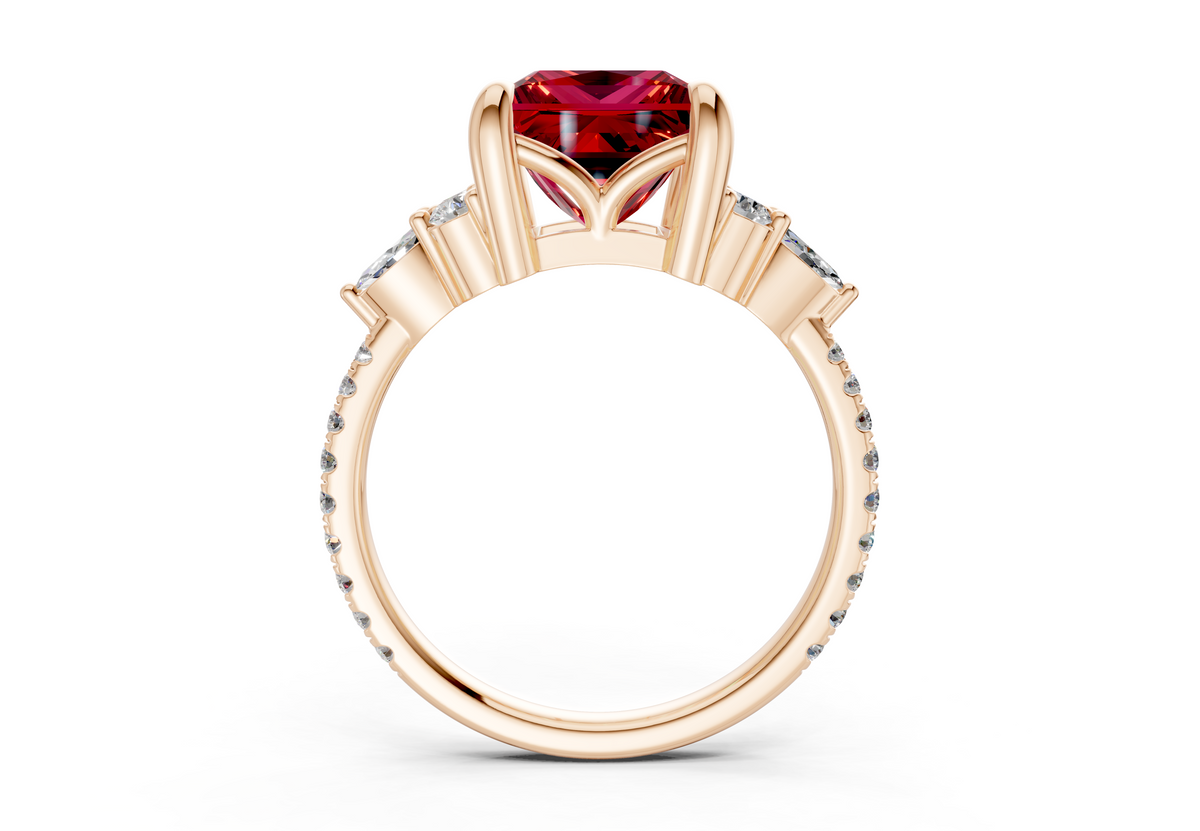Zephyrine Ruby Gemstone Accent Princess Cut 1.9mm Engagement Ring