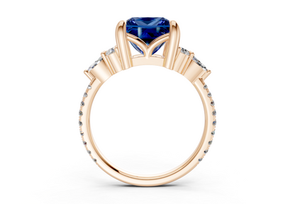 Zephyrine Sapphire Gemstone Accent Princess Cut 1.9mm Engagement Ring