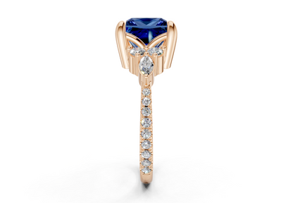Zephyrine Sapphire Gemstone Accent Princess Cut 1.9mm Engagement Ring