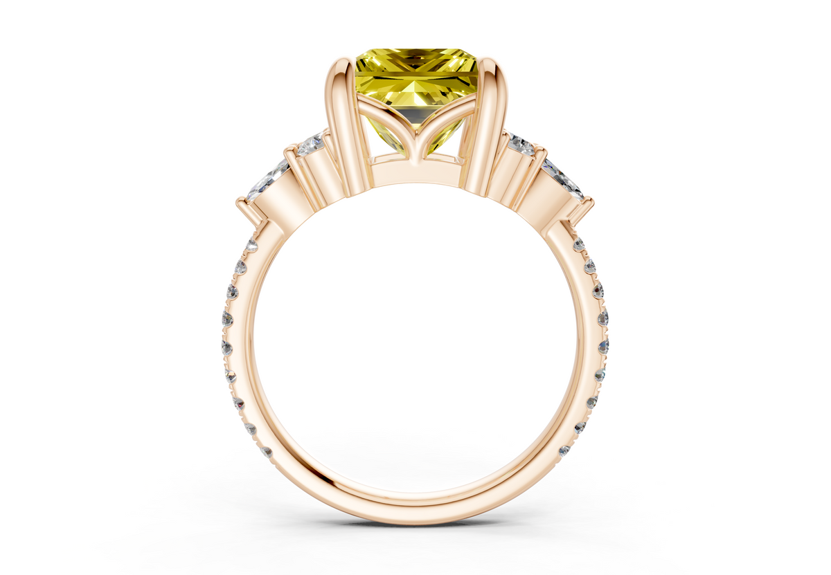Zephyrine Yellow Diamond Accent Princess Cut 1.9mm Engagement Ring