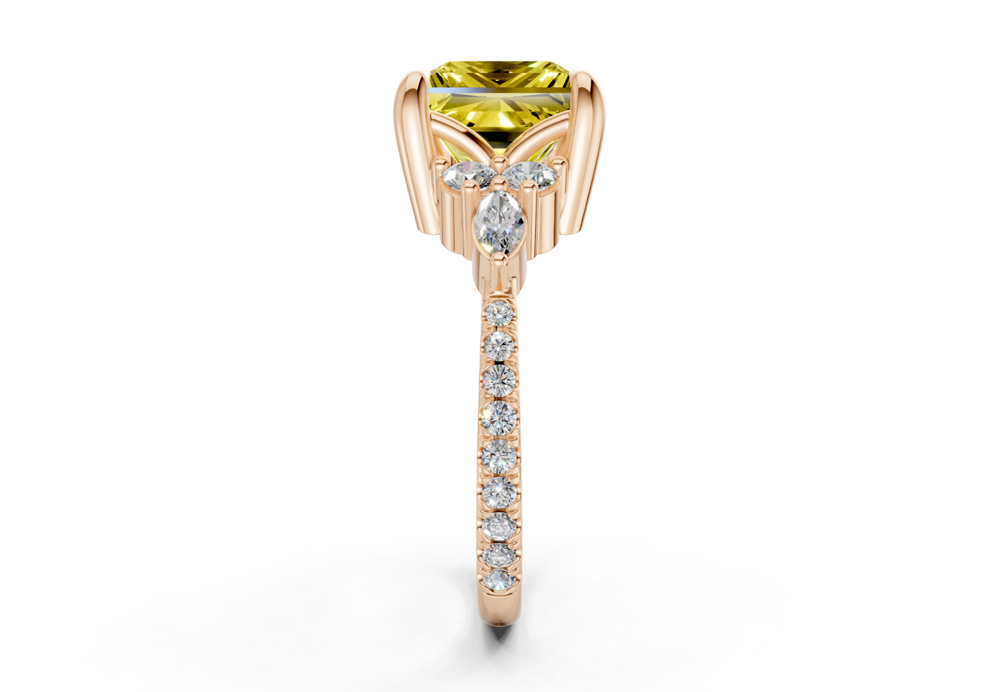 Zephyrine Yellow Diamond Accent Princess Cut 1.9mm Engagement Ring