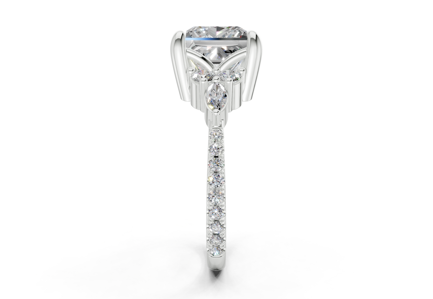 Zephyrine Diamond Accent Princess Cut 1.9mm Engagement Ring
