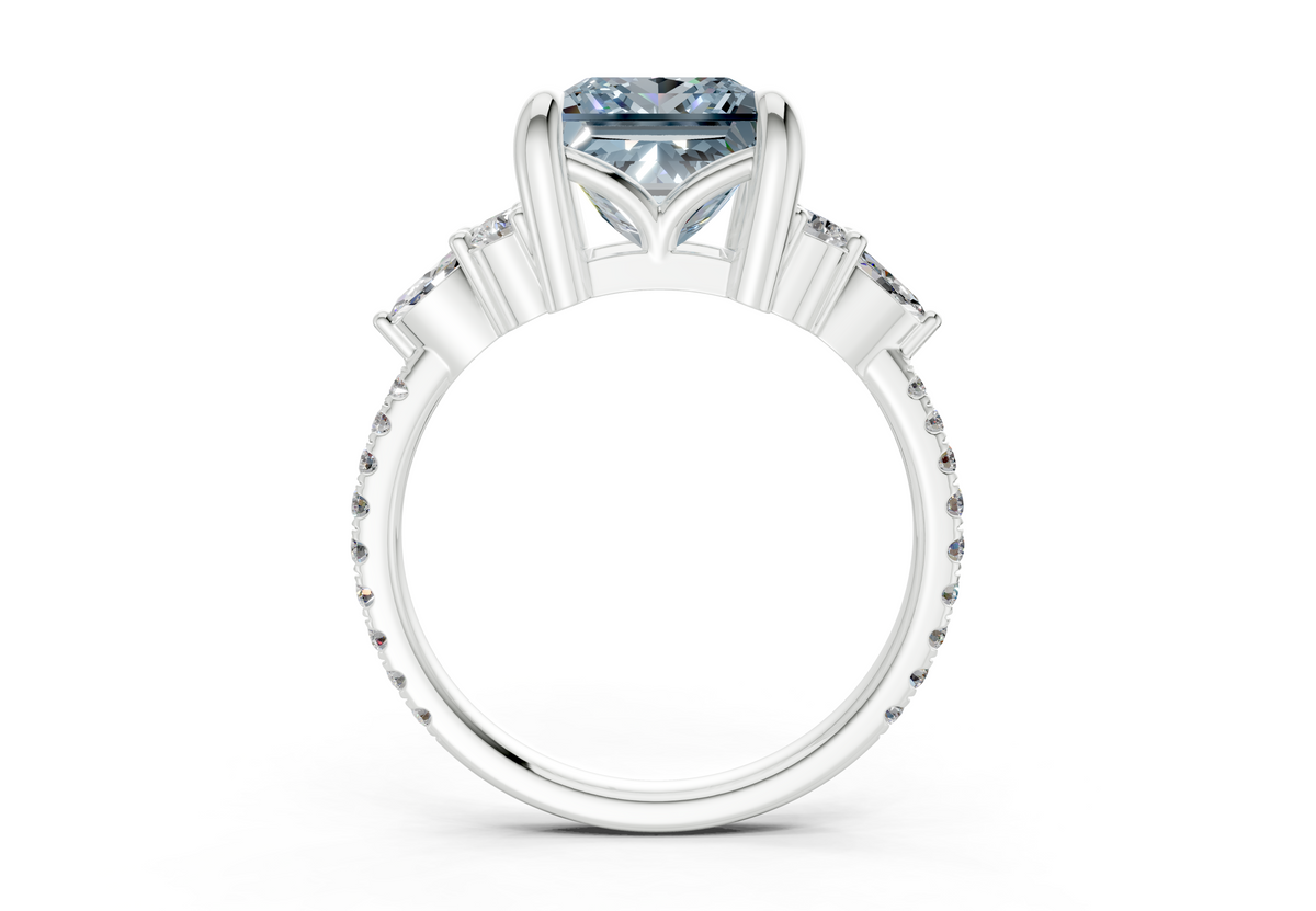 Zephyrine Blue Diamond Accent Princess Cut 1.9mm Engagement Ring