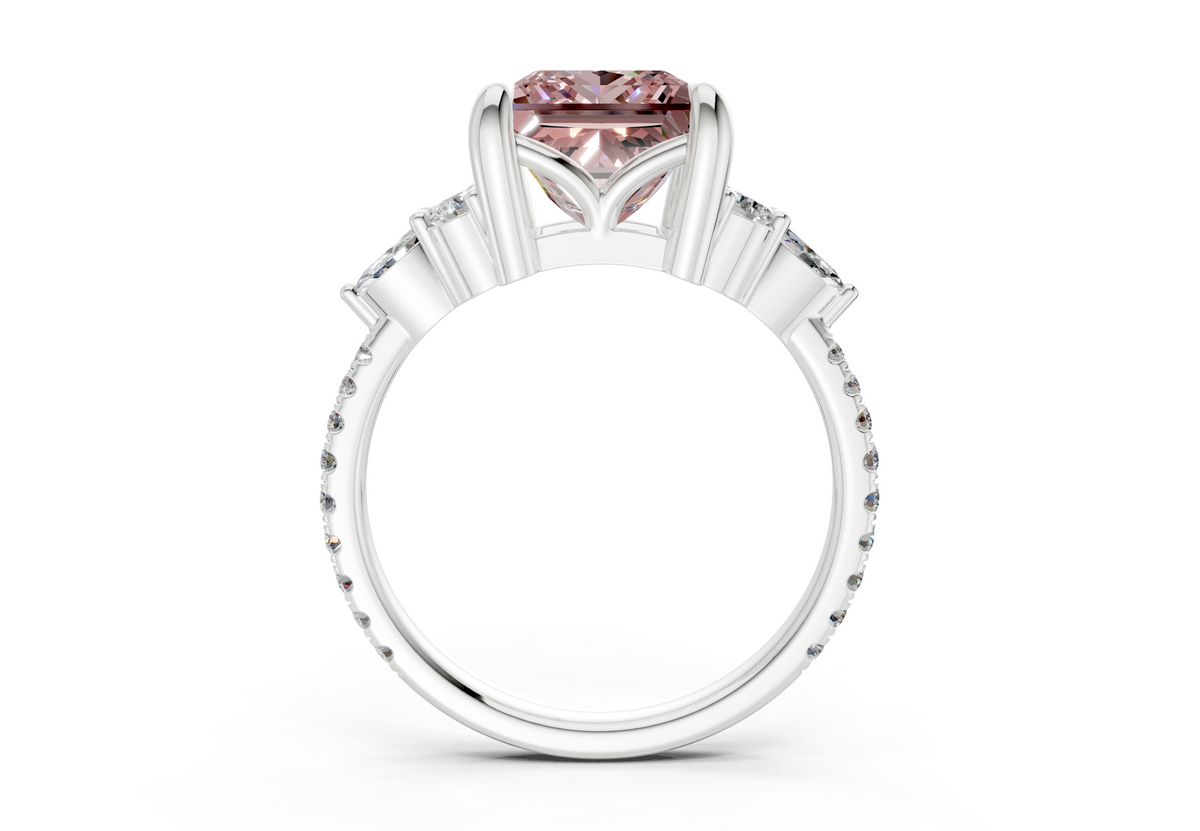 Zephyrine Pink Diamond Accent Princess Cut 1.9mm Engagement Ring