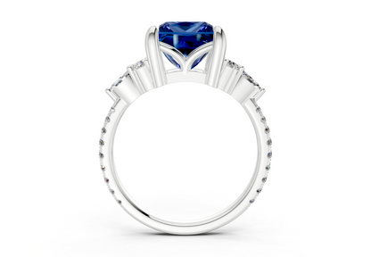 Zephyrine Sapphire Gemstone Accent Princess Cut 1.9mm Engagement Ring
