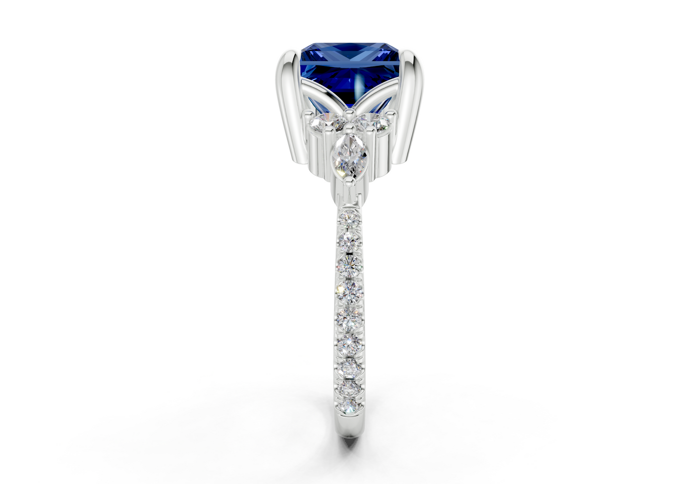 Zephyrine Sapphire Gemstone Accent Princess Cut 1.9mm Engagement Ring