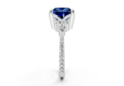 Zephyrine Sapphire Gemstone Accent Princess Cut 1.9mm Engagement Ring