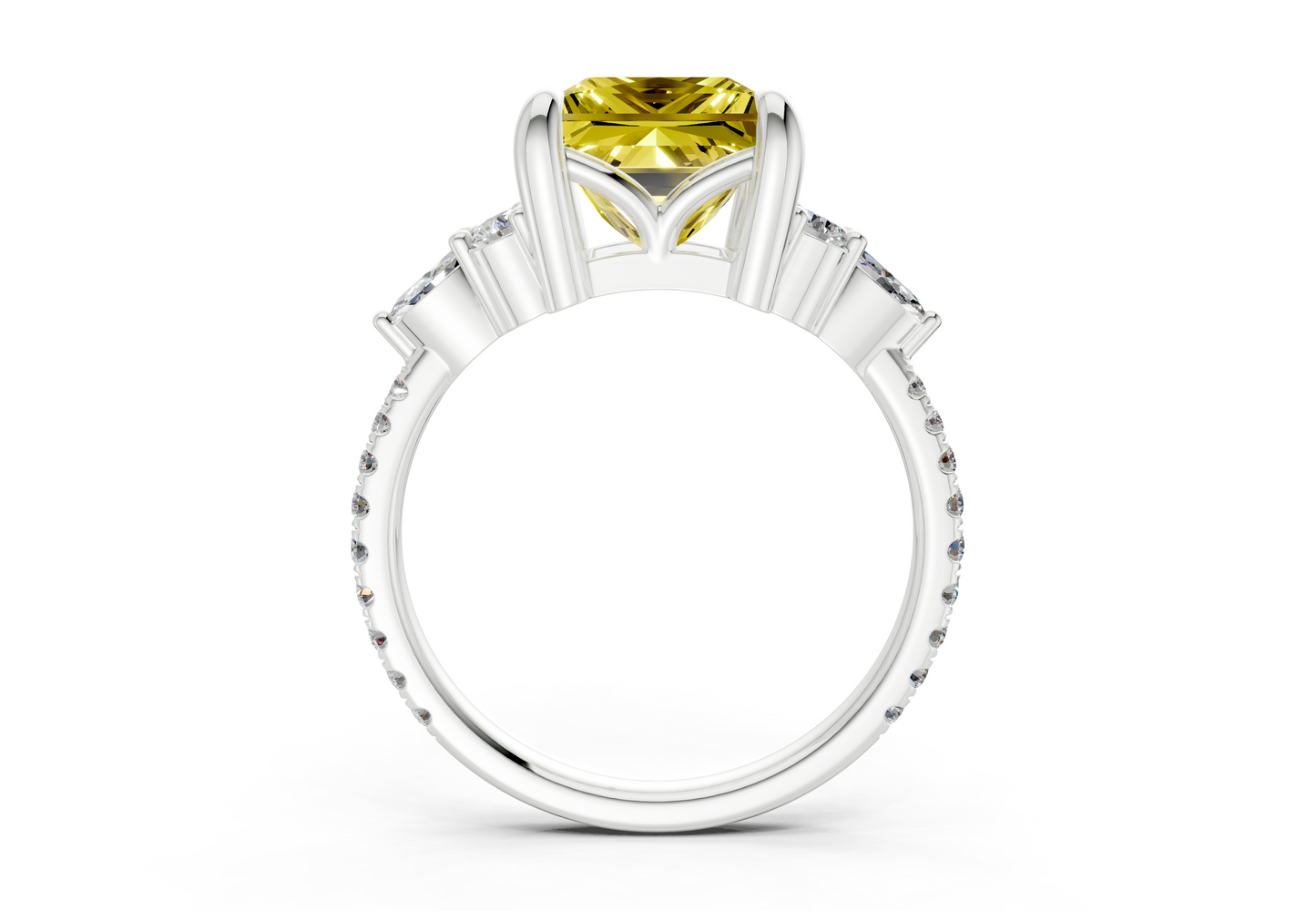 Zephyrine Yellow Diamond Accent Princess Cut 1.9mm Engagement Ring