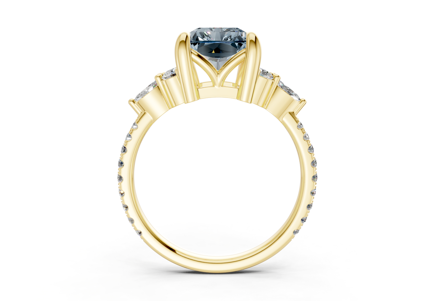 Zephyrine Blue Diamond Accent Radiant Cut 1.9mm Engagement Ring