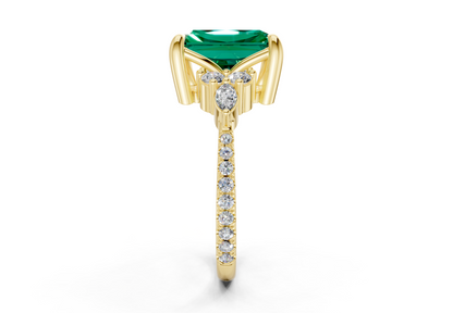 Zephyrine Emerald Gemstone Accent Radiant Cut 1.9mm Engagement Ring