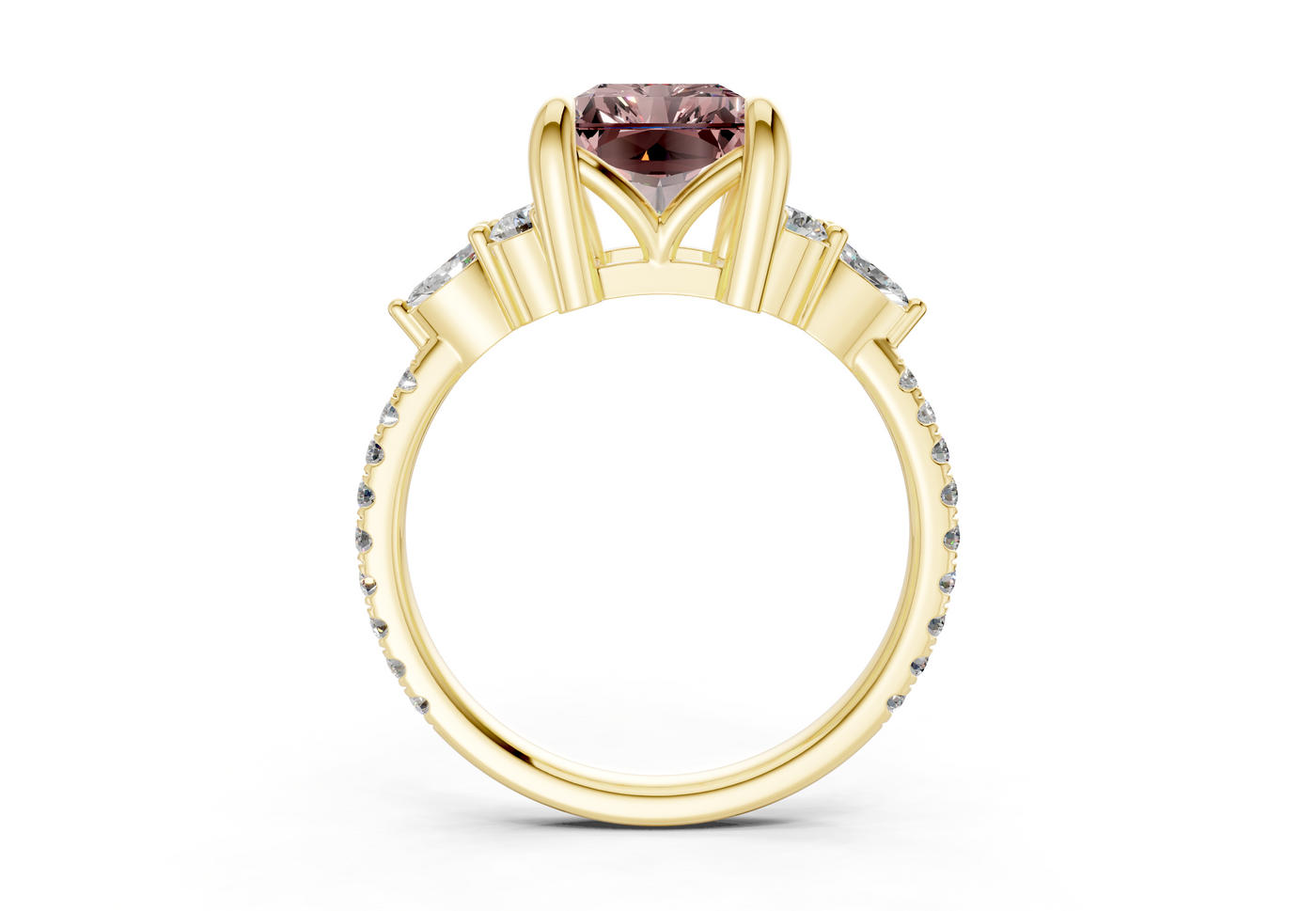 Zephyrine Pink Diamond Accent Radiant Cut 1.9mm Engagement Ring