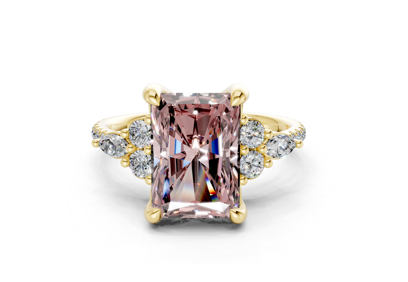Zephyrine Pink Diamond Accent Radiant Cut 1.9mm Engagement Ring