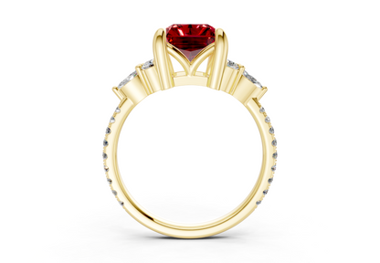 Zephyrine Ruby Gemstone Accent Radiant Cut 1.9mm Engagement Ring