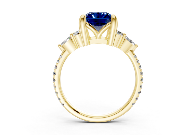 Zephyrine Sapphire Gemstone Accent Radiant Cut 1.9mm Engagement Ring