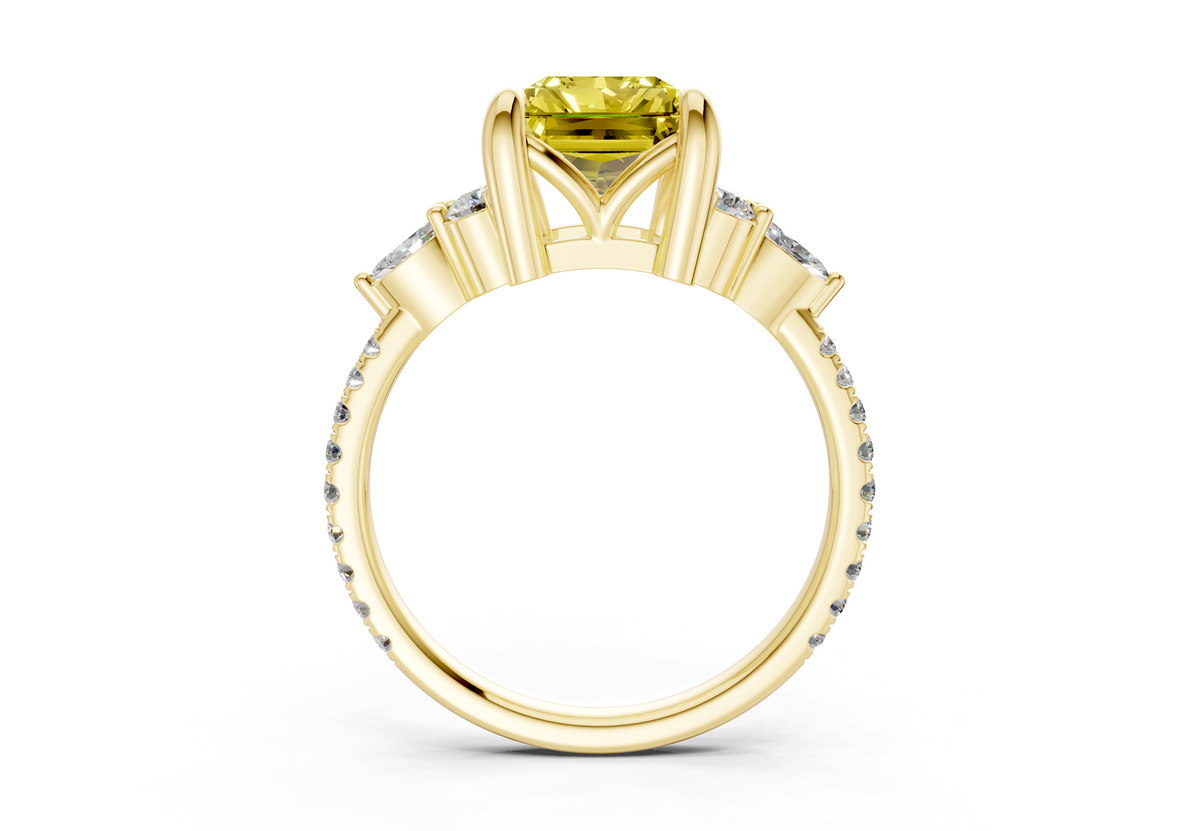 Zephyrine Yellow Diamond Accent Radiant Cut 1.9mm Engagement Ring